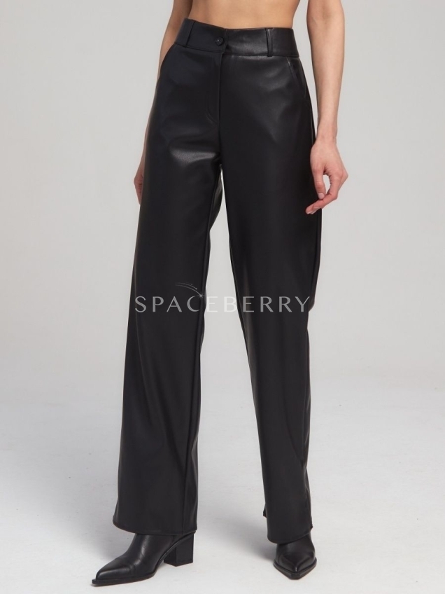 Женские кожаные брюки, штаны широкие